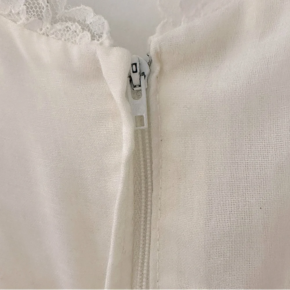 Gunne Sax Corset Prairie Dress. Pristine.Off White Blue Ribbon Lace Full skirt - Picture 7 of 9